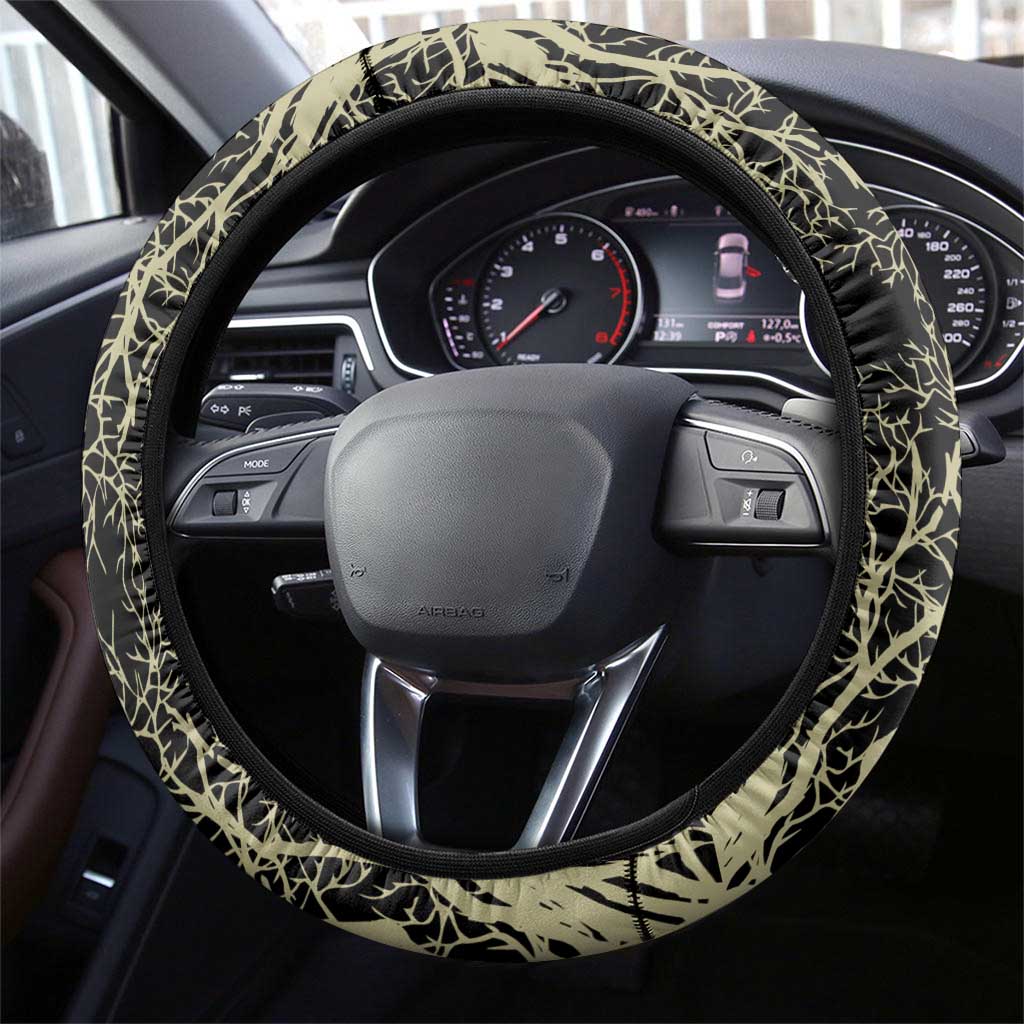 Vegvisir Compass Viking Steering Wheel Cover with Yggdrasil Tree and Axe Symbols Norse Mythology Tribute - Wonder Print Shop