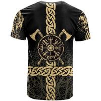 Vegvisir Compass Viking T Shirt with Yggdrasil Tree and Axe Symbols Norse Mythology Tribute - Wonder Print Shop