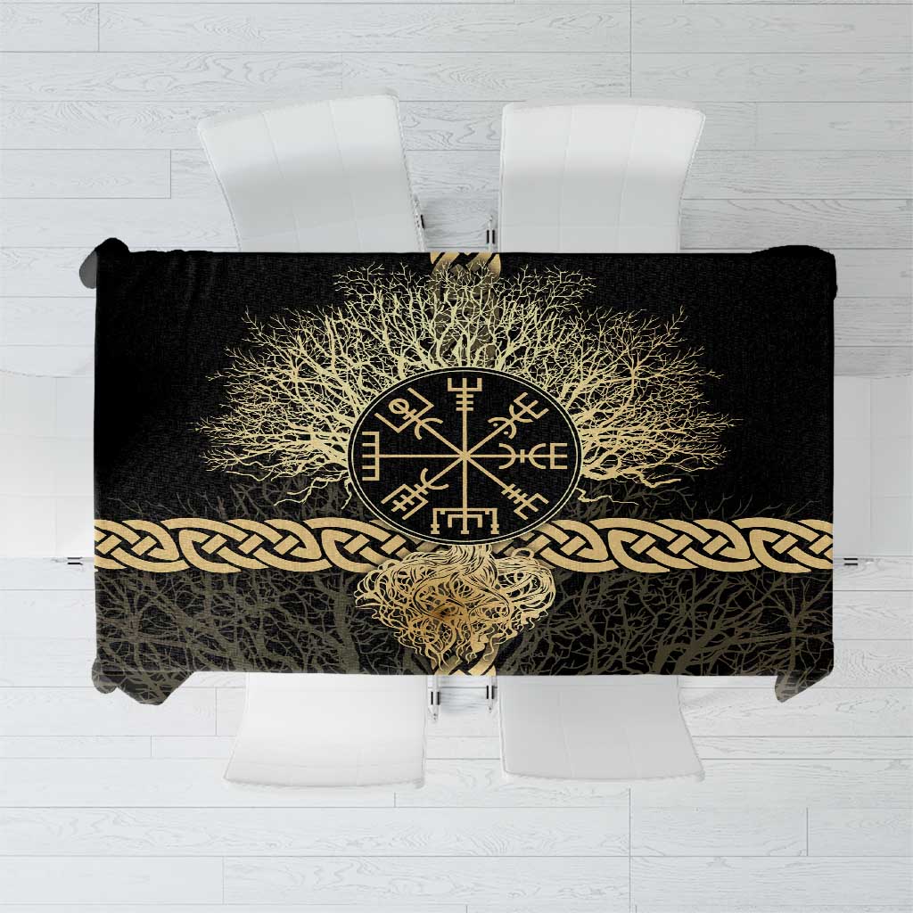 Vegvisir Compass Viking Tablecloth with Yggdrasil Tree and Axe Symbols Norse Mythology Tribute - Wonder Print Shop