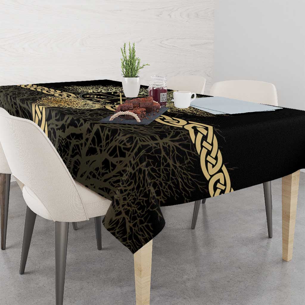 Vegvisir Compass Viking Tablecloth with Yggdrasil Tree and Axe Symbols Norse Mythology Tribute - Wonder Print Shop