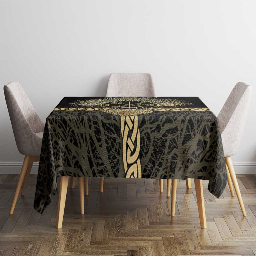 Vegvisir Compass Viking Tablecloth with Yggdrasil Tree and Axe Symbols Norse Mythology Tribute - Wonder Print Shop