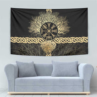 Vegvisir Compass Viking Tapestry with Yggdrasil Tree and Axe Symbols Norse Mythology Tribute - Wonder Print Shop