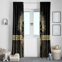 Vegvisir Compass Viking Window Curtain with Yggdrasil Tree and Axe Symbols Norse Mythology Tribute - Wonder Print Shop