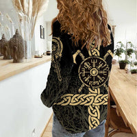 Vegvisir Compass Viking Women Casual Shirt with Yggdrasil Tree and Axe Symbols Norse Mythology Tribute - Wonder Print Shop