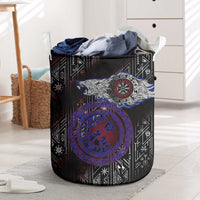 Fenrir Wolf Viking Laundry Basket with Vegvisir Runes and Red Circle Norse Legend Tribute - Wonder Print Shop