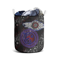 Fenrir Wolf Viking Laundry Basket with Vegvisir Runes and Red Circle Norse Legend Tribute - Wonder Print Shop
