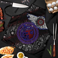 Fenrir Wolf Viking Apron with Vegvisir Runes and Red Circle Norse Legend Tribute - Wonder Print Shop