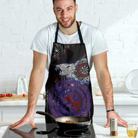 Fenrir Wolf Viking Apron with Vegvisir Runes and Red Circle Norse Legend Tribute - Wonder Print Shop