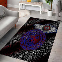 Fenrir Wolf Viking Area Rug with Vegvisir Runes and Red Circle Norse Legend Tribute - Wonder Print Shop