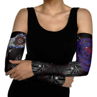Fenrir Wolf Viking Arm Sleeves with Vegvisir Runes and Red Circle Norse Legend Tribute - Wonder Print Shop