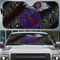 Fenrir Wolf Viking Auto Sun Shade with Vegvisir Runes and Red Circle Norse Legend Tribute - Wonder Print Shop