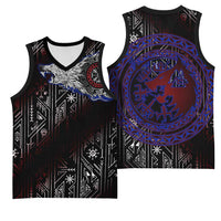 Fenrir Wolf Viking Basketball Jersey with Vegvisir Runes and Red Circle Norse Legend Tribute - Wonder Print Shop