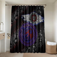 Fenrir Wolf Viking Bathroom Set with Vegvisir Runes and Red Circle Norse Legend Tribute - Wonder Print Shop