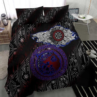 Fenrir Wolf Viking Bedding Set with Vegvisir Runes and Red Circle Norse Legend Tribute - Wonder Print Shop