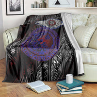 Fenrir Wolf Viking Blanket with Vegvisir Runes and Red Circle Norse Legend Tribute - Wonder Print Shop