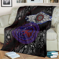 Fenrir Wolf Viking Blanket with Vegvisir Runes and Red Circle Norse Legend Tribute - Wonder Print Shop