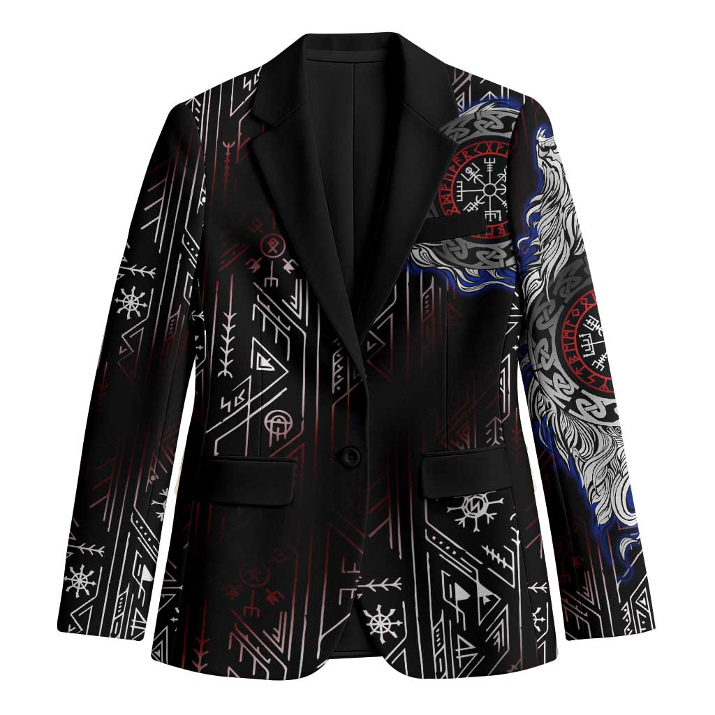 Fenrir Wolf Viking Blazer with Vegvisir Runes and Red Circle Norse Legend Tribute - Wonder Print Shop
