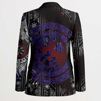 Fenrir Wolf Viking Blazer with Vegvisir Runes and Red Circle Norse Legend Tribute - Wonder Print Shop