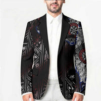 Fenrir Wolf Viking Blazer with Vegvisir Runes and Red Circle Norse Legend Tribute - Wonder Print Shop