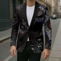 Fenrir Wolf Viking Blazer with Vegvisir Runes and Red Circle Norse Legend Tribute - Wonder Print Shop