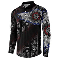 Fenrir Wolf Viking Button Sweatshirt with Vegvisir Runes and Red Circle Norse Legend Tribute - Wonder Print Shop