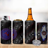 Fenrir Wolf Viking 4 in 1 Can Cooler Tumbler with Vegvisir Runes and Red Circle Norse Legend Tribute - Wonder Print Shop