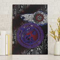 Fenrir Wolf Viking Canvas Wall Art with Vegvisir Runes and Red Circle Norse Legend Tribute - Wonder Print Shop
