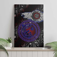 Fenrir Wolf Viking Canvas Wall Art with Vegvisir Runes and Red Circle Norse Legend Tribute - Wonder Print Shop