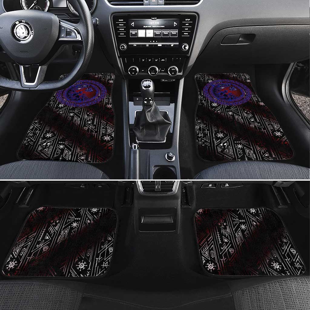 Fenrir Wolf Viking Car Mats with Vegvisir Runes and Red Circle Norse Legend Tribute - Wonder Print Shop