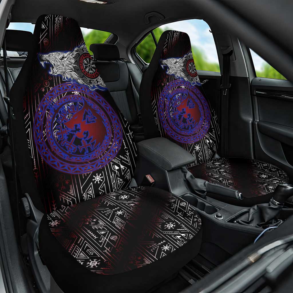 Fenrir Wolf Viking Car Seat Cover with Vegvisir Runes and Red Circle Norse Legend Tribute - Wonder Print Shop
