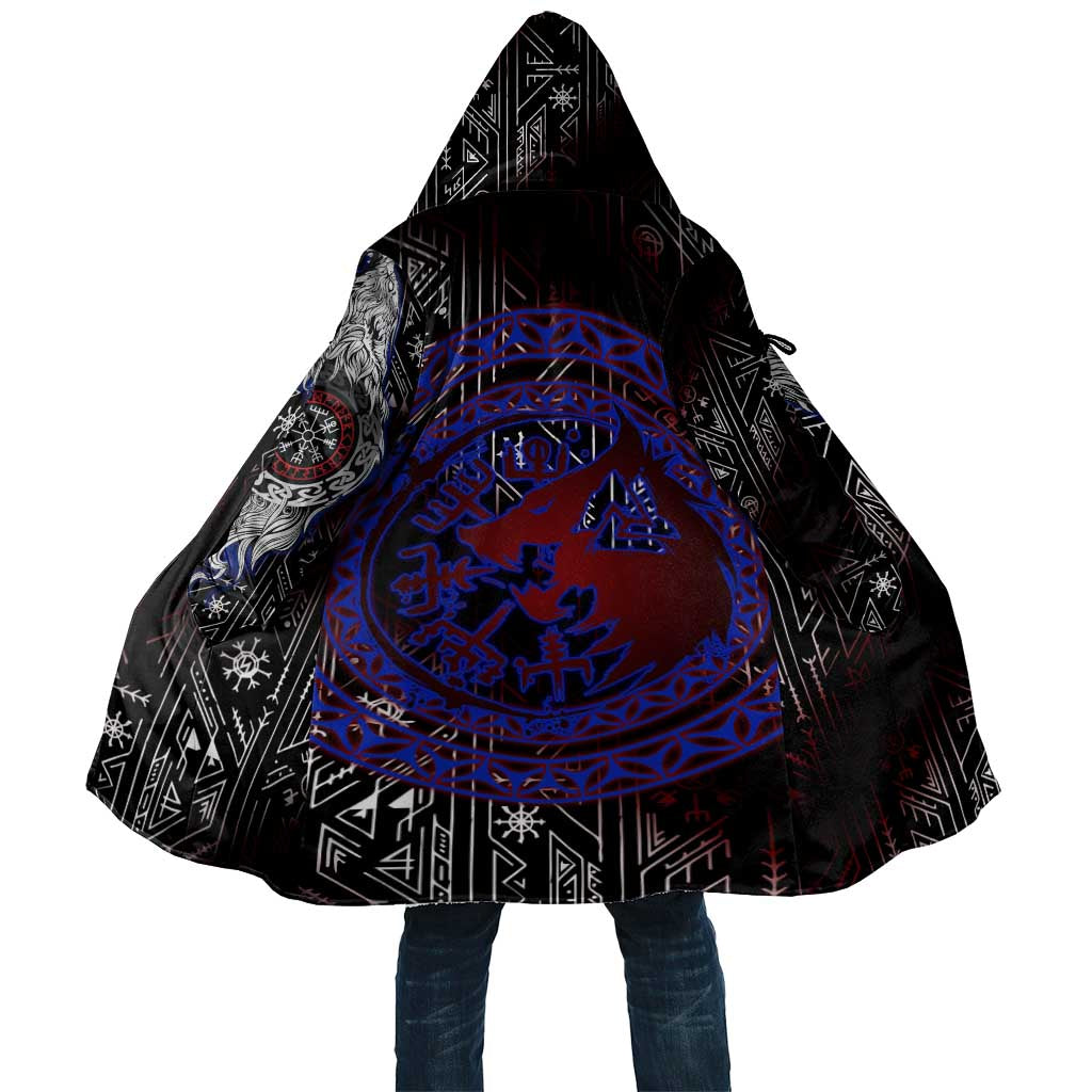 Fenrir Wolf Viking Cloak with Vegvisir Runes and Red Circle Norse Legend Tribute - Wonder Print Shop