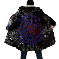 Fenrir Wolf Viking Cloak with Vegvisir Runes and Red Circle Norse Legend Tribute - Wonder Print Shop