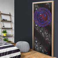 Fenrir Wolf Viking Door Cover with Vegvisir Runes and Red Circle Norse Legend Tribute - Wonder Print Shop