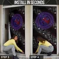 Fenrir Wolf Viking Door Cover with Vegvisir Runes and Red Circle Norse Legend Tribute - Wonder Print Shop