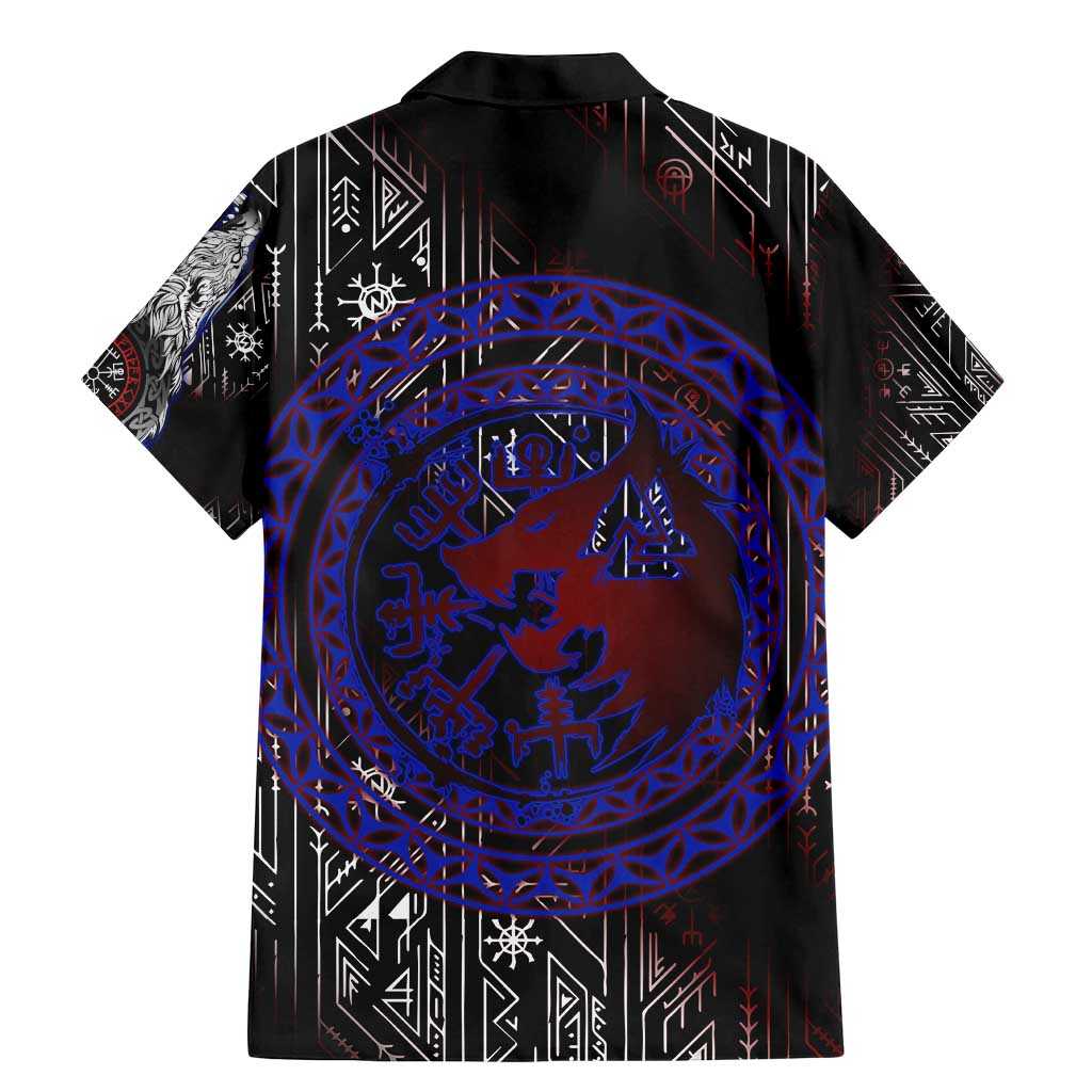 Fenrir Wolf Viking Family Matching Mermaid Dress and Hawaiian Shirt with Vegvisir Runes and Red Circle Norse Legend Tribute - Wonder Print Shop