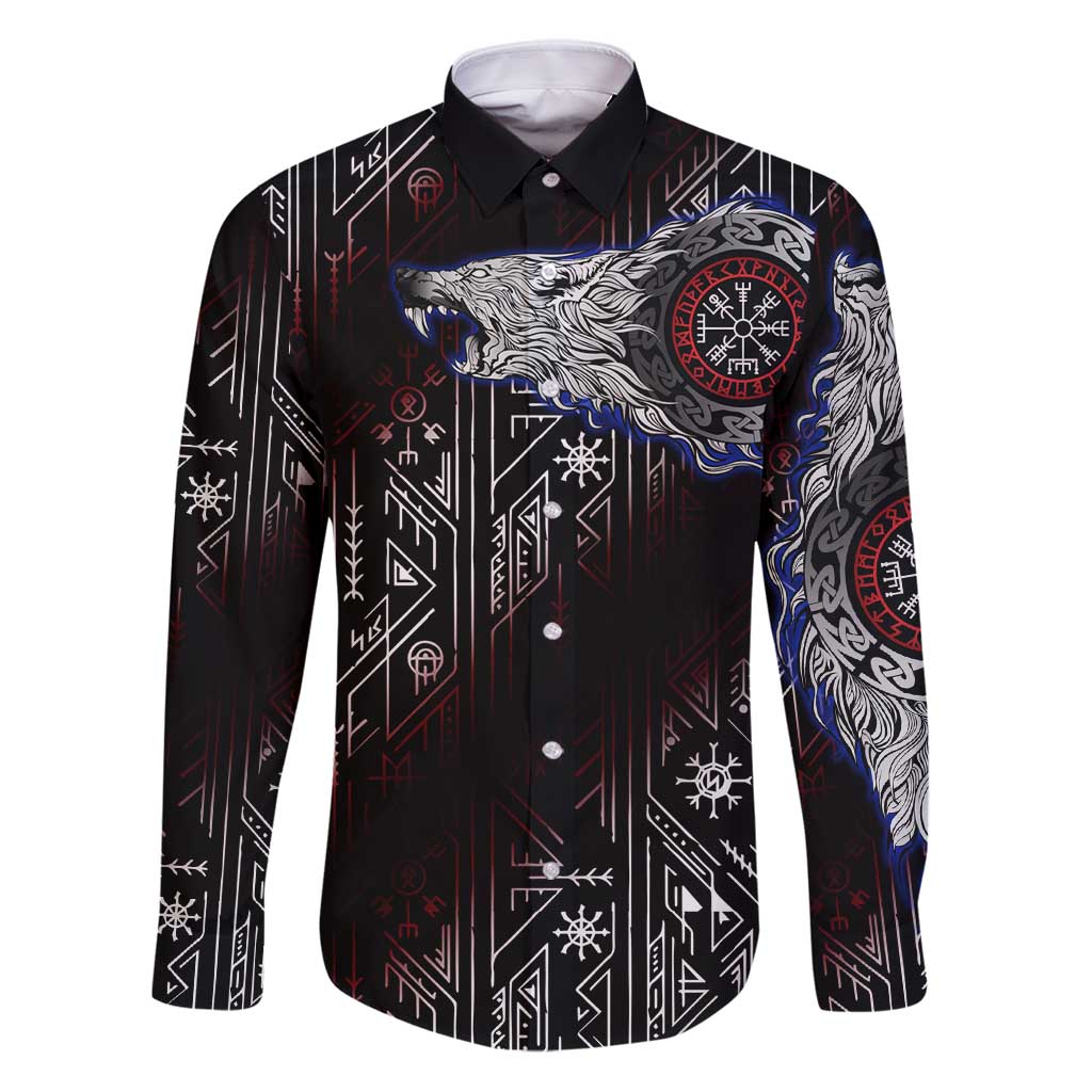 Fenrir Wolf Viking Family Matching Puletasi and Hawaiian Shirt with Vegvisir Runes and Red Circle Norse Legend Tribute - Wonder Print Shop