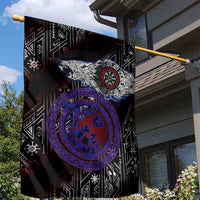 Fenrir Wolf Viking Garden Flag with Vegvisir Runes and Red Circle Norse Legend Tribute - Wonder Print Shop
