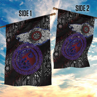 Fenrir Wolf Viking Garden Flag with Vegvisir Runes and Red Circle Norse Legend Tribute - Wonder Print Shop