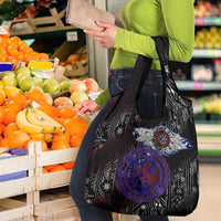 Fenrir Wolf Viking Grocery Bag with Vegvisir Runes and Red Circle Norse Legend Tribute - Wonder Print Shop