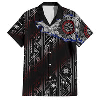 Fenrir Wolf Viking Hawaiian Shirt with Vegvisir Runes and Red Circle Norse Legend Tribute - Wonder Print Shop
