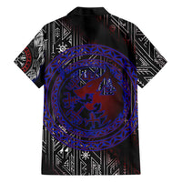 Fenrir Wolf Viking Hawaiian Shirt with Vegvisir Runes and Red Circle Norse Legend Tribute - Wonder Print Shop