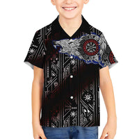 Fenrir Wolf Viking Hawaiian Shirt with Vegvisir Runes and Red Circle Norse Legend Tribute - Wonder Print Shop