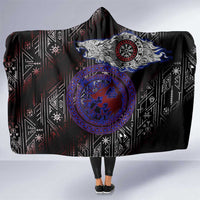 Fenrir Wolf Viking Hooded Blanket with Vegvisir Runes and Red Circle Norse Legend Tribute - Wonder Print Shop