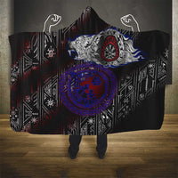 Fenrir Wolf Viking Hooded Blanket with Vegvisir Runes and Red Circle Norse Legend Tribute - Wonder Print Shop