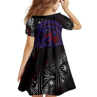 Fenrir Wolf Viking Kid Short Sleeve Dress with Vegvisir Runes and Red Circle Norse Legend Tribute - Wonder Print Shop