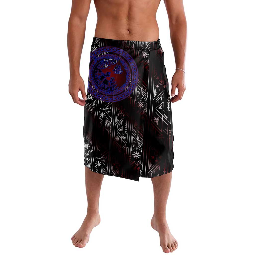 Fenrir Wolf Viking Lavalava with Vegvisir Runes and Red Circle Norse Legend Tribute - Wonder Print Shop