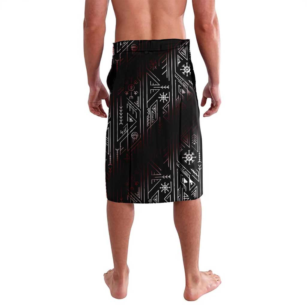 Fenrir Wolf Viking Lavalava with Vegvisir Runes and Red Circle Norse Legend Tribute - Wonder Print Shop