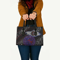 Fenrir Wolf Viking Leather Bag with Vegvisir Runes and Red Circle Norse Legend Tribute - Wonder Print Shop