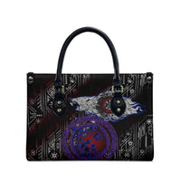 Fenrir Wolf Viking Leather Bag with Vegvisir Runes and Red Circle Norse Legend Tribute - Wonder Print Shop