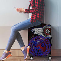 Fenrir Wolf Viking Luggage Cover with Vegvisir Runes and Red Circle Norse Legend Tribute - Wonder Print Shop